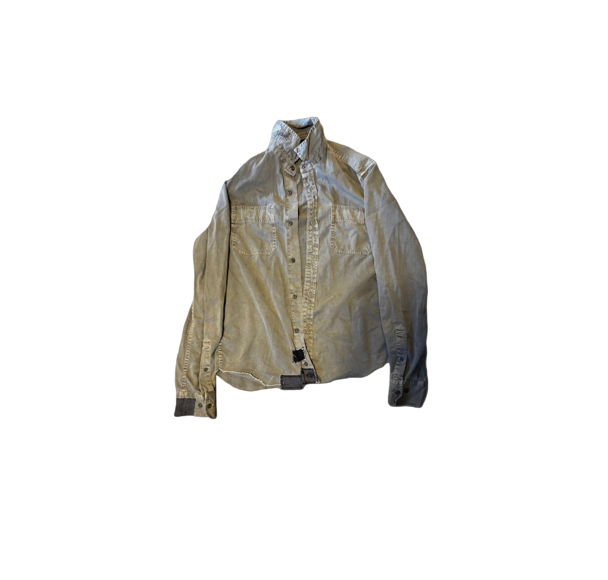 Patched Green Button-Up