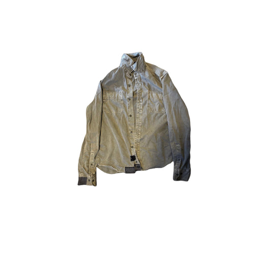 Patched Green Button-Up