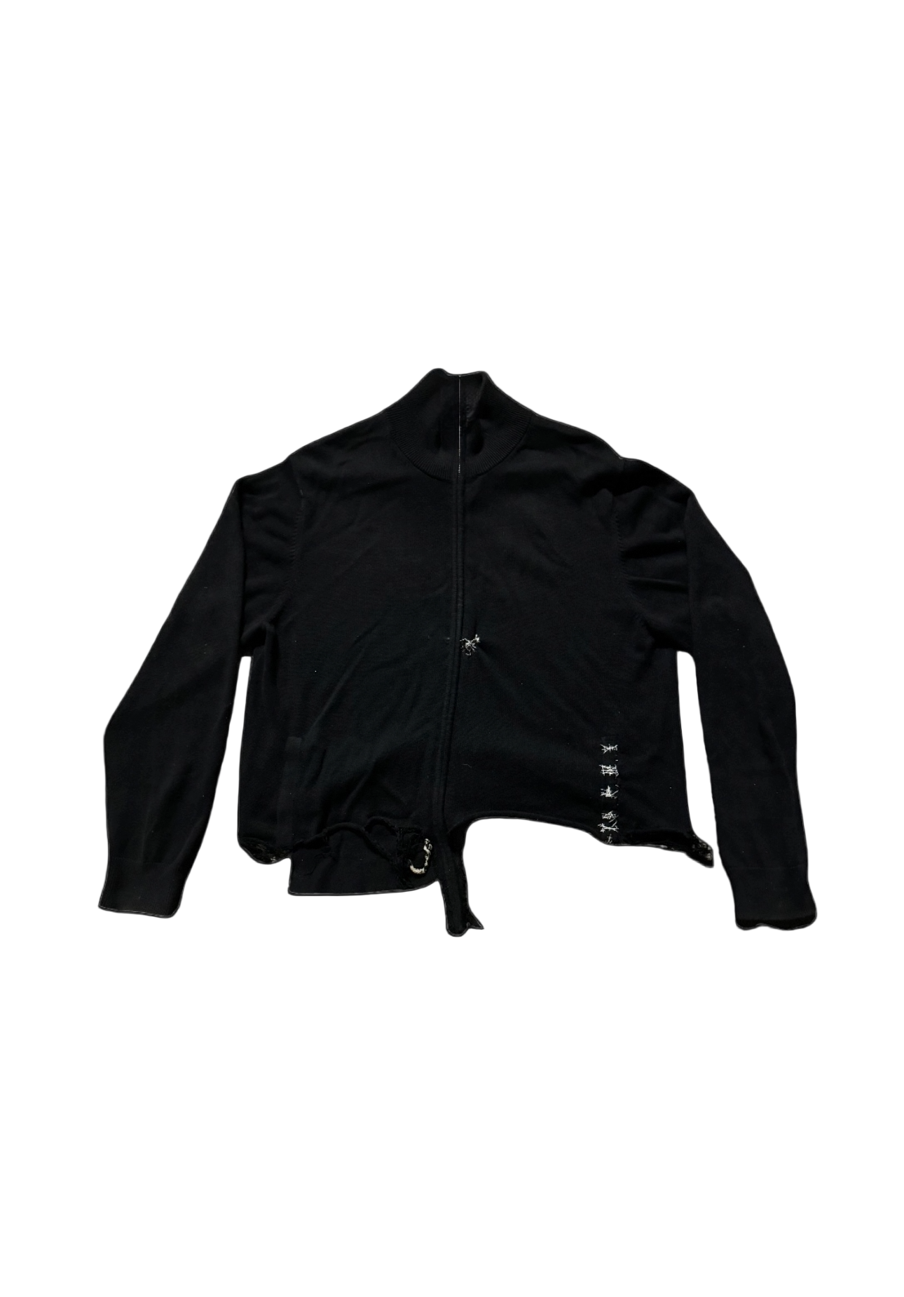 Tattered Black Zip Up